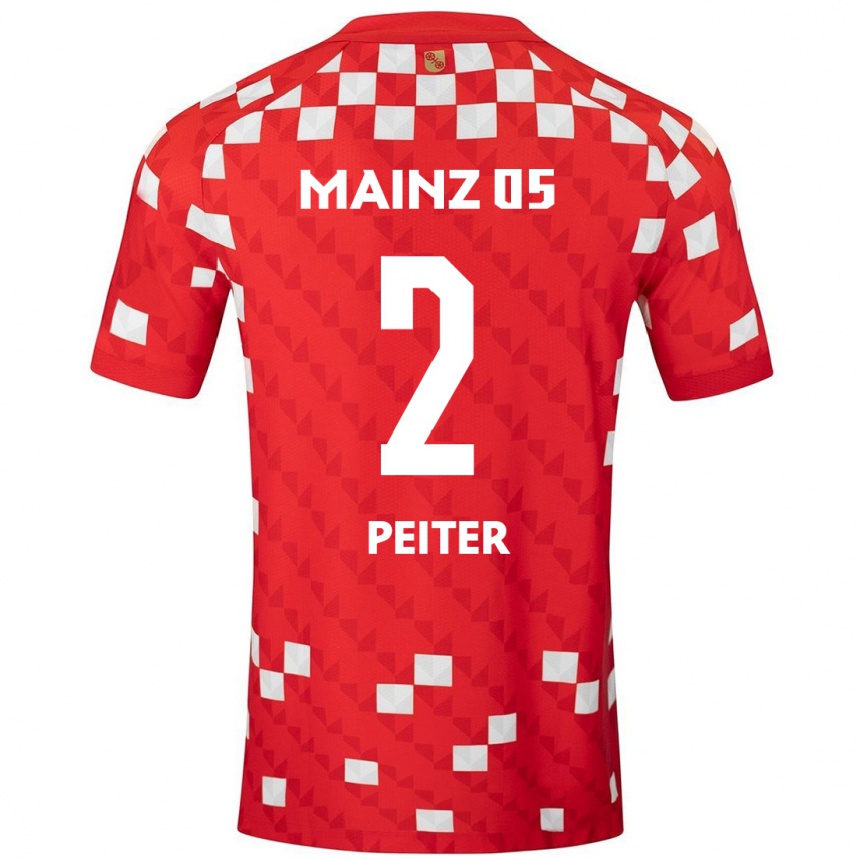 Enfant Football Maillot Chiara Peiter #2 Blanc Rouge Tenues Domicile 2024/25