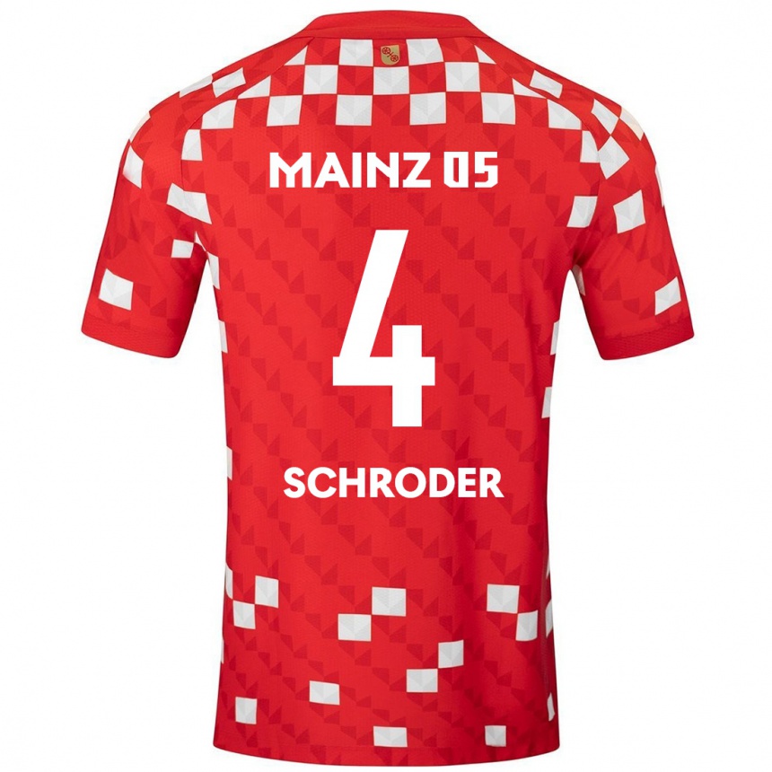 Enfant Football Maillot Lara Schröder #4 Blanc Rouge Tenues Domicile 2024/25