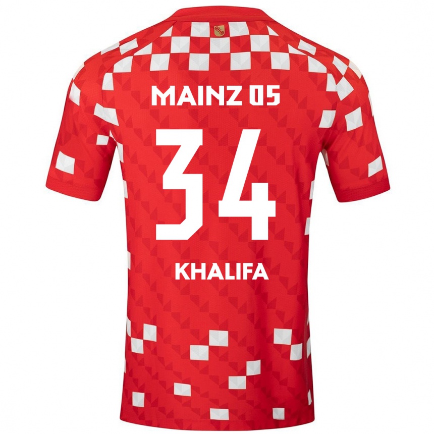 Enfant Football Maillot Sarah Khalifa #34 Blanc Rouge Tenues Domicile 2024/25