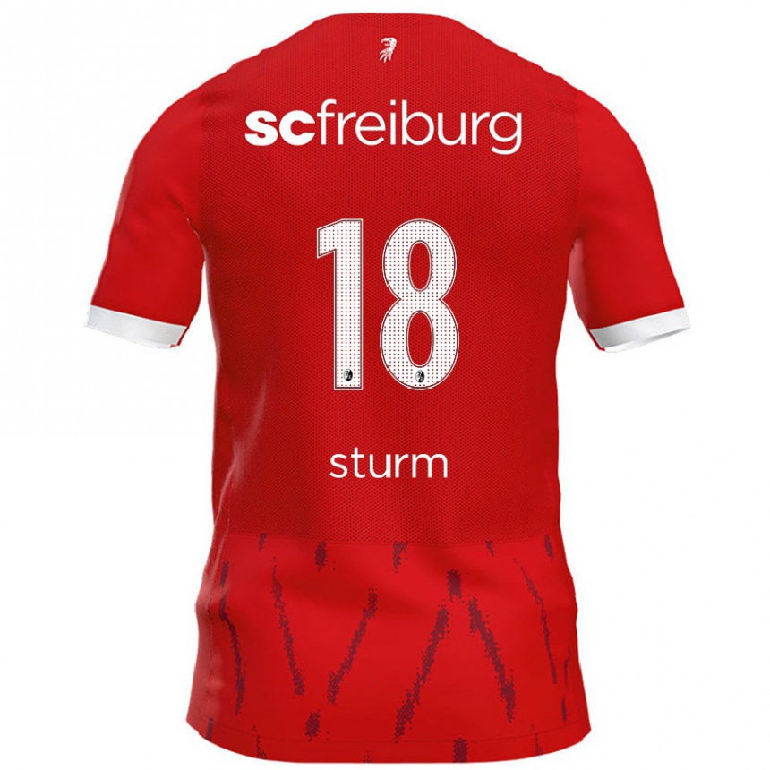 Enfant Football Maillot Yann Sturm #18 Rouge Tenues Domicile 2024/25