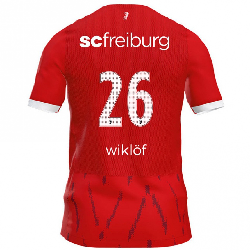 Enfant Football Maillot Oscar Wiklöf #26 Rouge Tenues Domicile 2024/25