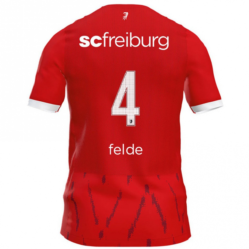 Enfant Football Maillot Meret Felde #4 Rouge Tenues Domicile 2024/25