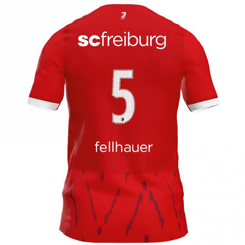 Enfant Football Maillot Kim Fellhauer #5 Rouge Tenues Domicile 2024/25