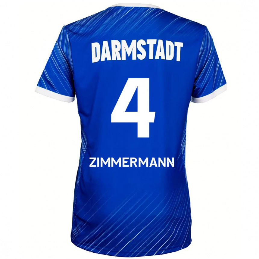 Enfant Football Maillot Christoph Zimmermann #4 Bleu Blanc Tenues Domicile 2024/25