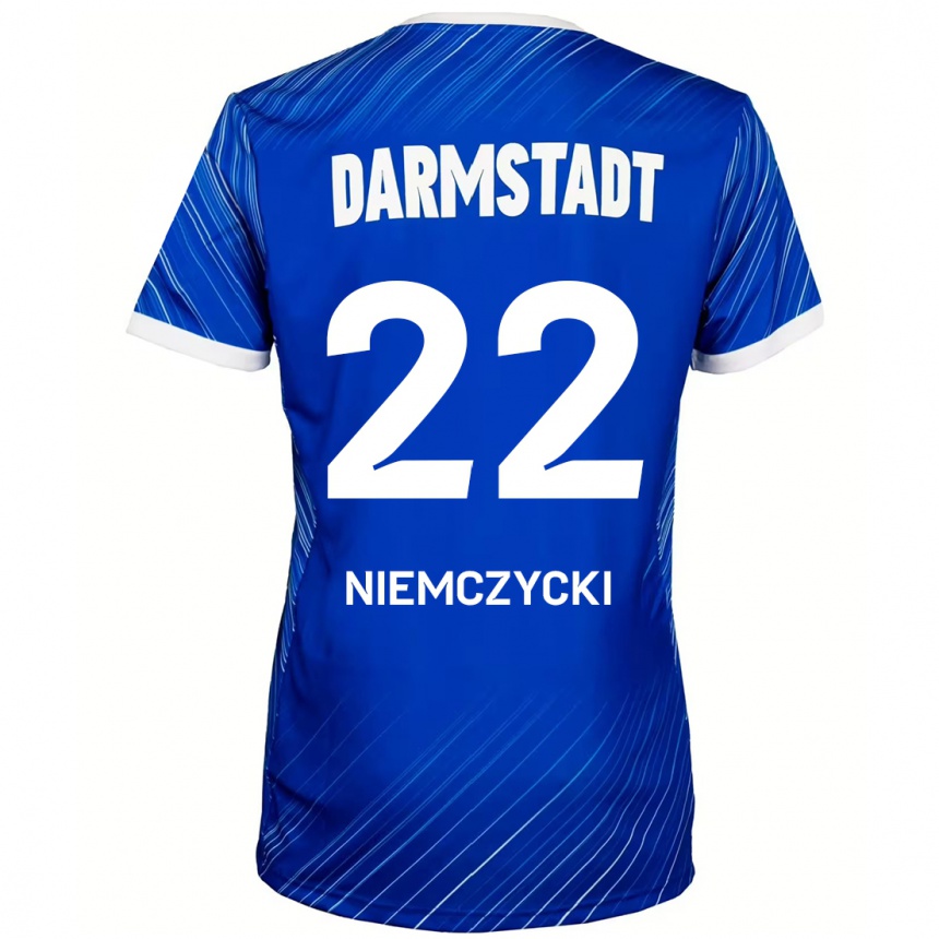 Enfant Football Maillot Karol Niemczycki #22 Bleu Blanc Tenues Domicile 2024/25