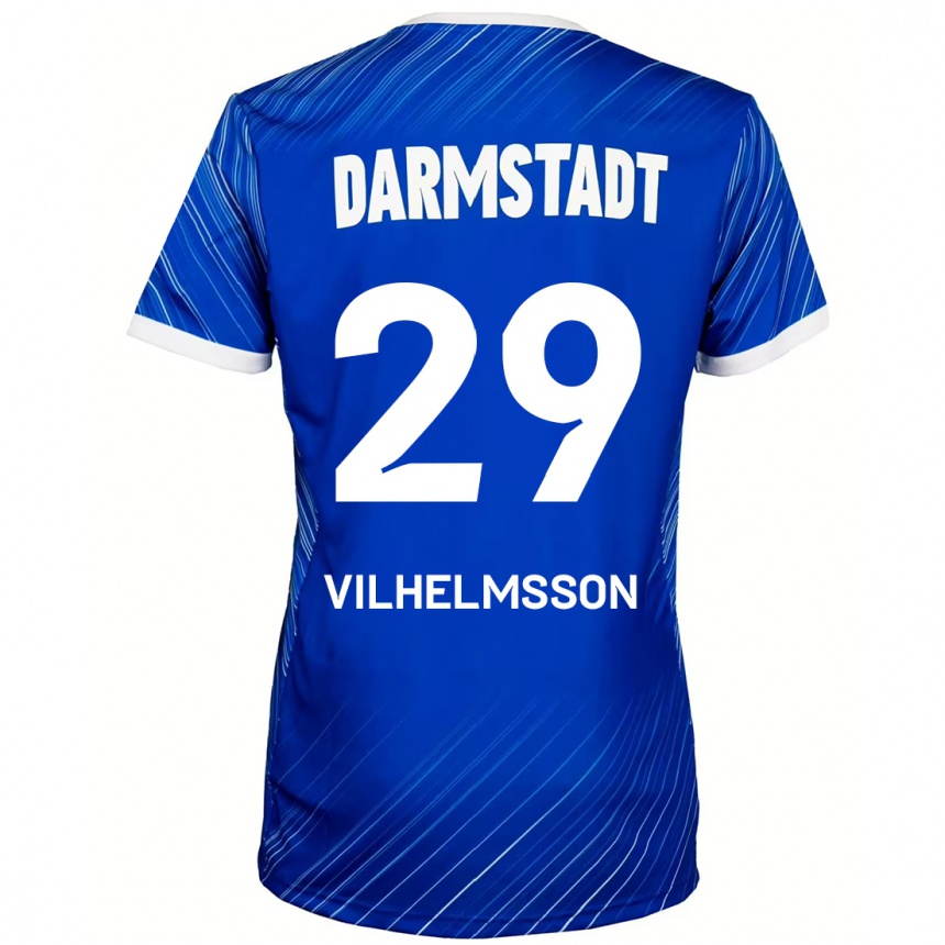 Enfant Football Maillot Oscar Vilhelmsson #29 Bleu Blanc Tenues Domicile 2024/25