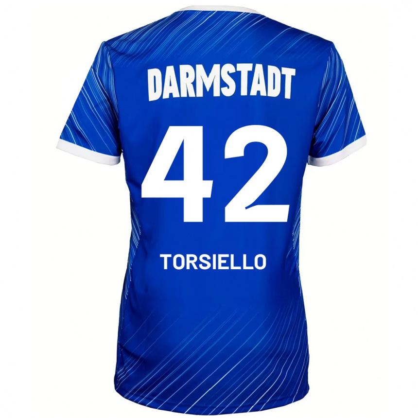 Enfant Football Maillot Fabio Torsiello #42 Bleu Blanc Tenues Domicile 2024/25