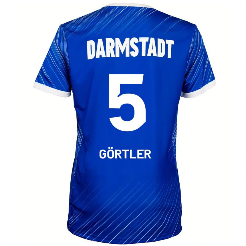 Enfant Football Maillot Bastian Görtler #5 Bleu Blanc Tenues Domicile 2024/25