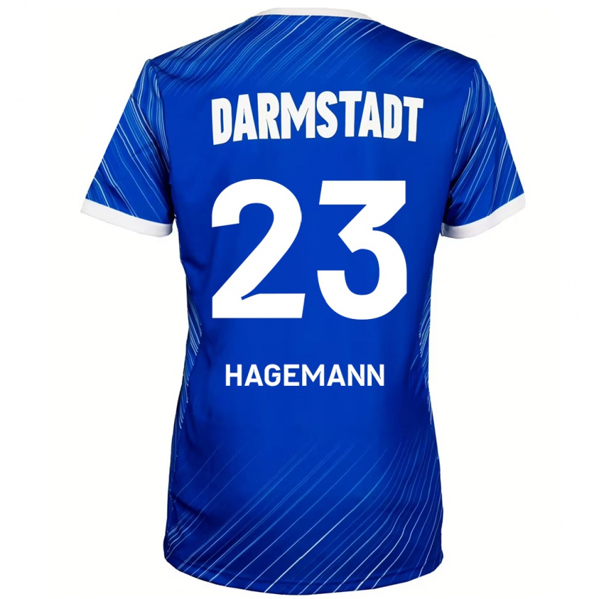 Enfant Football Maillot Emil Hagemann #23 Bleu Blanc Tenues Domicile 2024/25