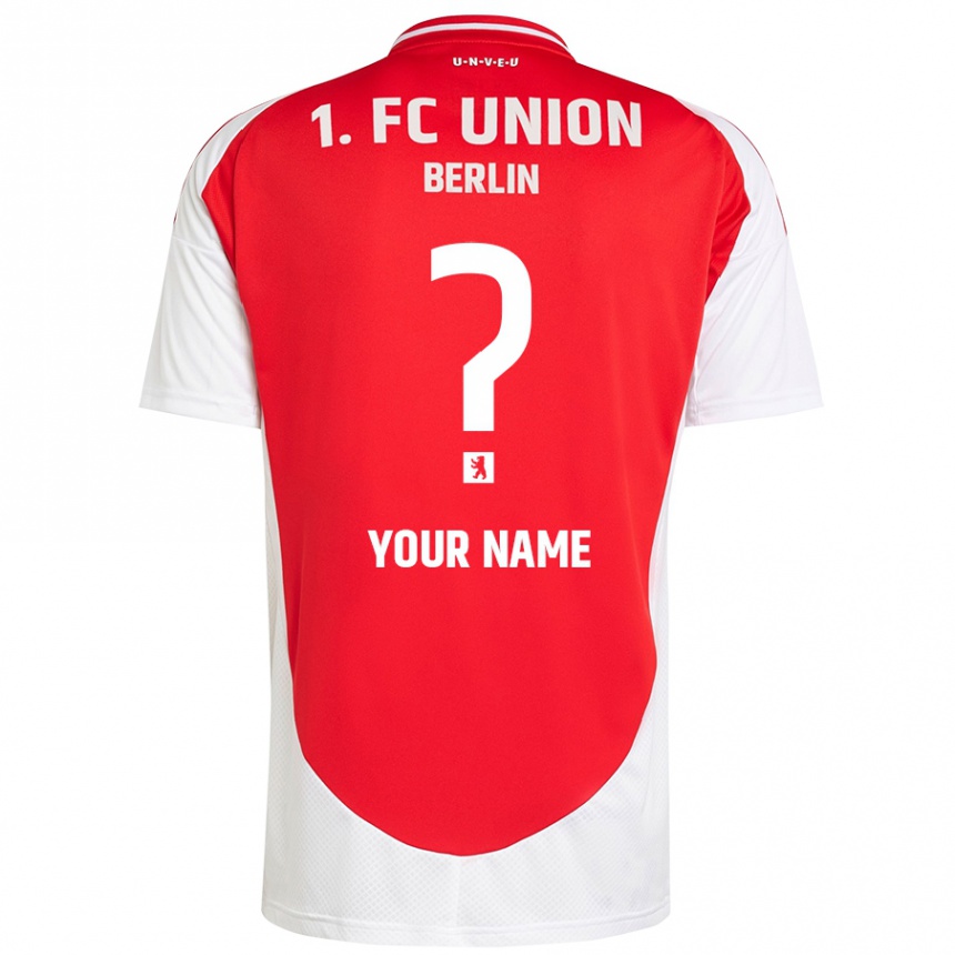 Enfant Football Maillot Votre Nom #0 Rouge Blanc Tenues Domicile 2024/25