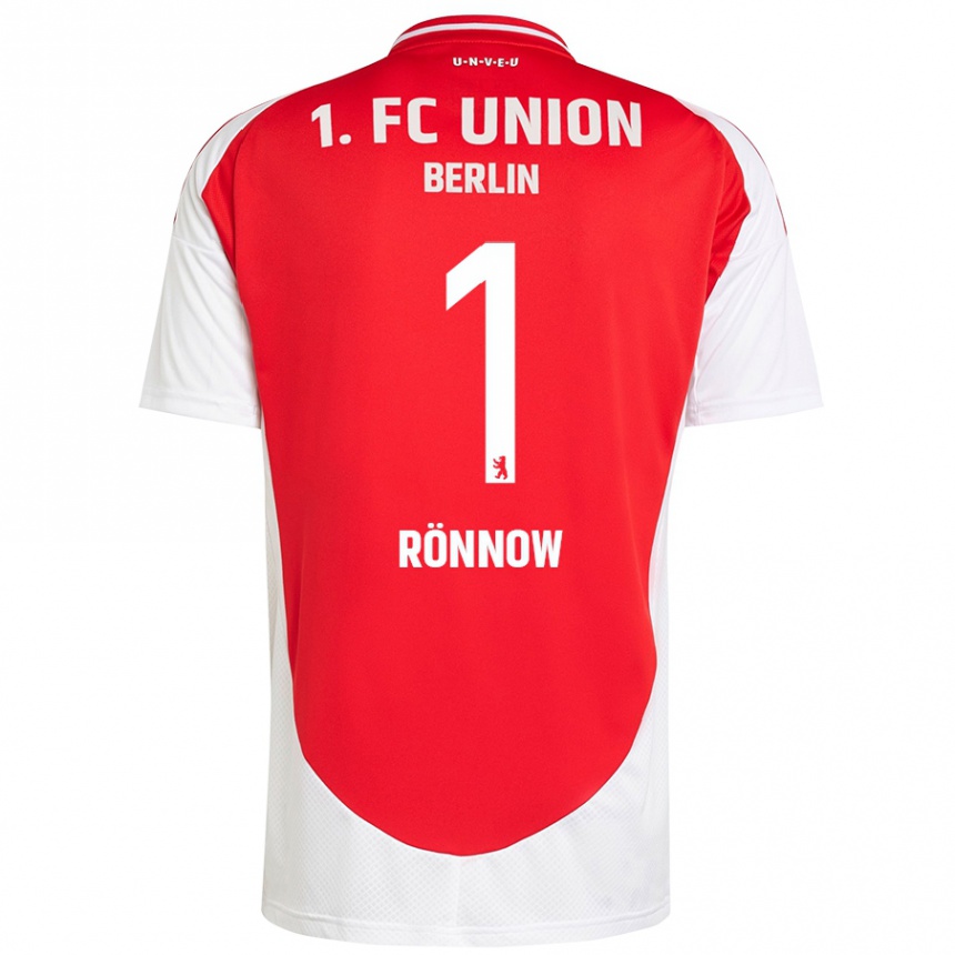 Enfant Football Maillot Frederik Rönnow #1 Rouge Blanc Tenues Domicile 2024/25