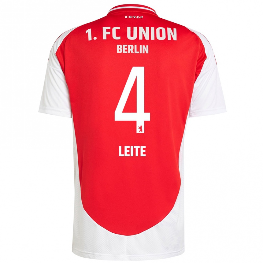 Enfant Football Maillot Diogo Leite #4 Rouge Blanc Tenues Domicile 2024/25