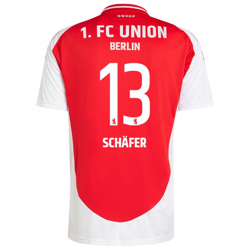 Enfant Football Maillot András Schäfer #13 Rouge Blanc Tenues Domicile 2024/25