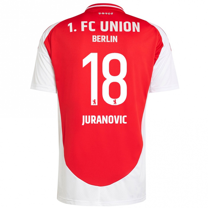 Enfant Football Maillot Josip Juranovic #18 Rouge Blanc Tenues Domicile 2024/25