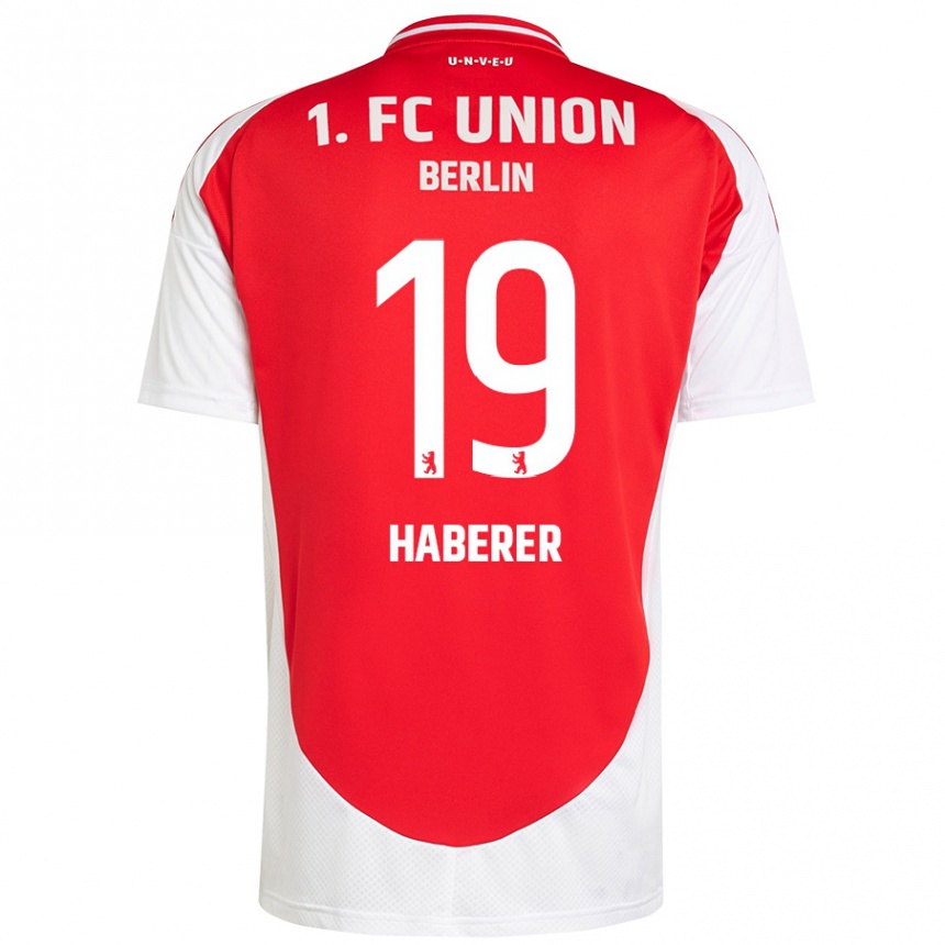 Enfant Football Maillot Janik Haberer #19 Rouge Blanc Tenues Domicile 2024/25