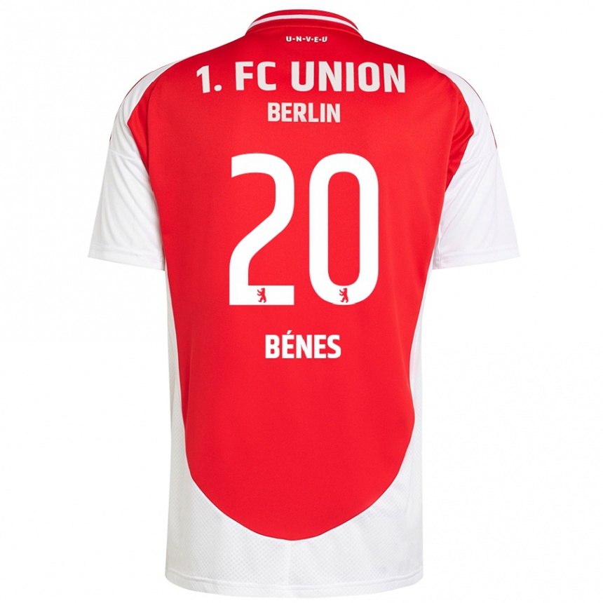 Enfant Football Maillot László Bénes #20 Rouge Blanc Tenues Domicile 2024/25