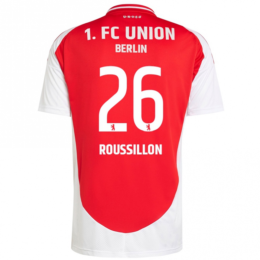 Enfant Football Maillot Jérôme Roussillon #26 Rouge Blanc Tenues Domicile 2024/25