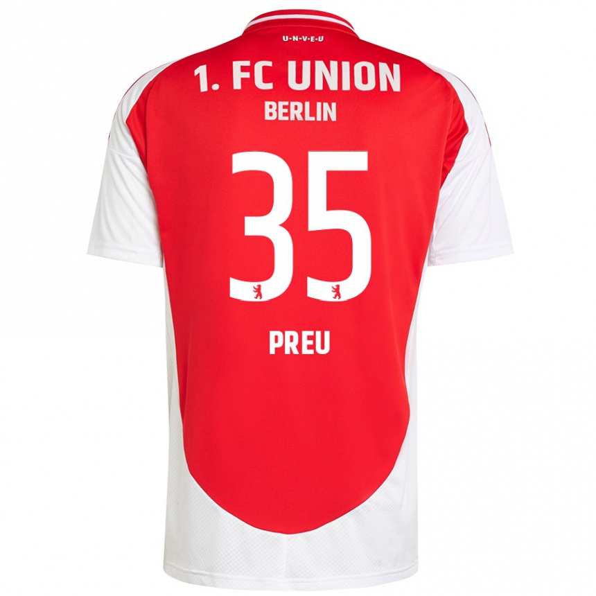 Enfant Football Maillot David Preu #35 Rouge Blanc Tenues Domicile 2024/25