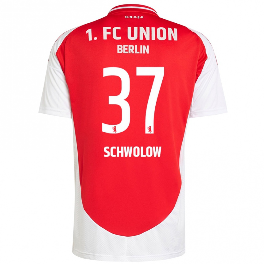 Enfant Football Maillot Alexander Schwolow #37 Rouge Blanc Tenues Domicile 2024/25