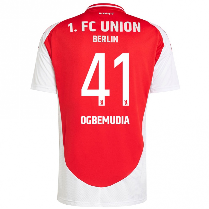 Enfant Football Maillot Oluwaseun Ogbemudia #41 Rouge Blanc Tenues Domicile 2024/25