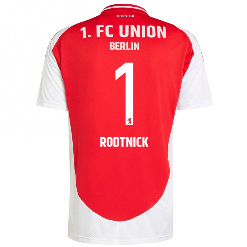 Enfant Football Maillot Jaden Rodtnick #1 Rouge Blanc Tenues Domicile 2024/25