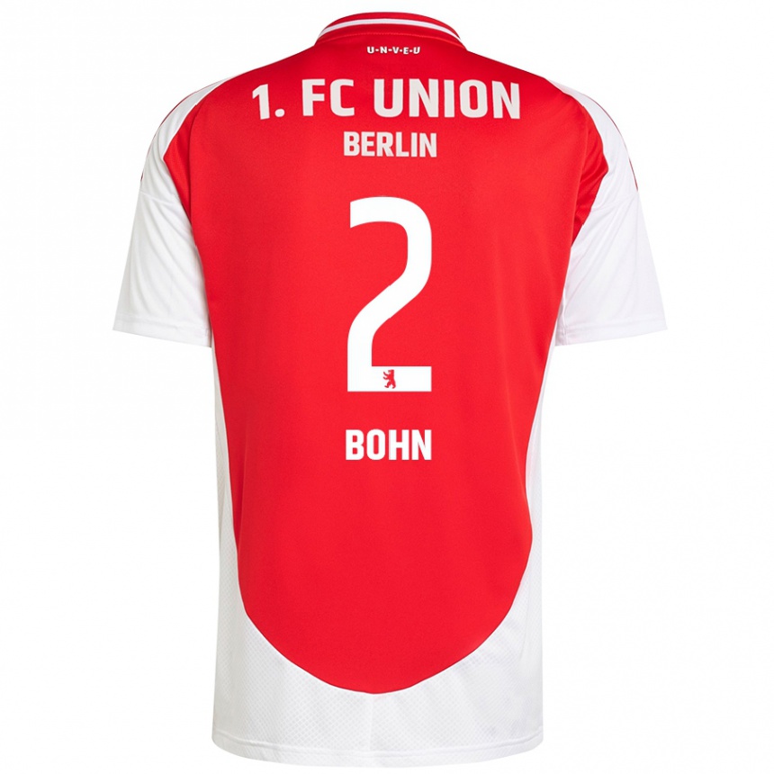 Enfant Football Maillot Oskar Bohn #2 Rouge Blanc Tenues Domicile 2024/25