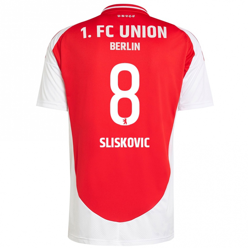 Enfant Football Maillot Duje Sliskovic #8 Rouge Blanc Tenues Domicile 2024/25