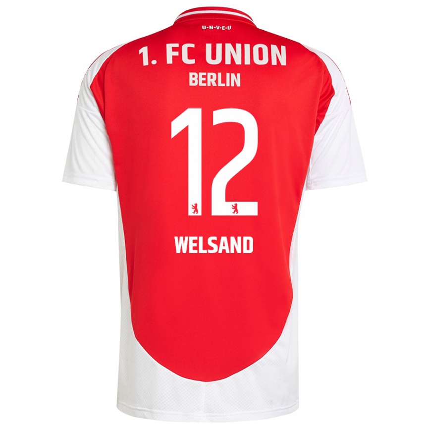 Enfant Football Maillot Oskar Welsand #12 Rouge Blanc Tenues Domicile 2024/25