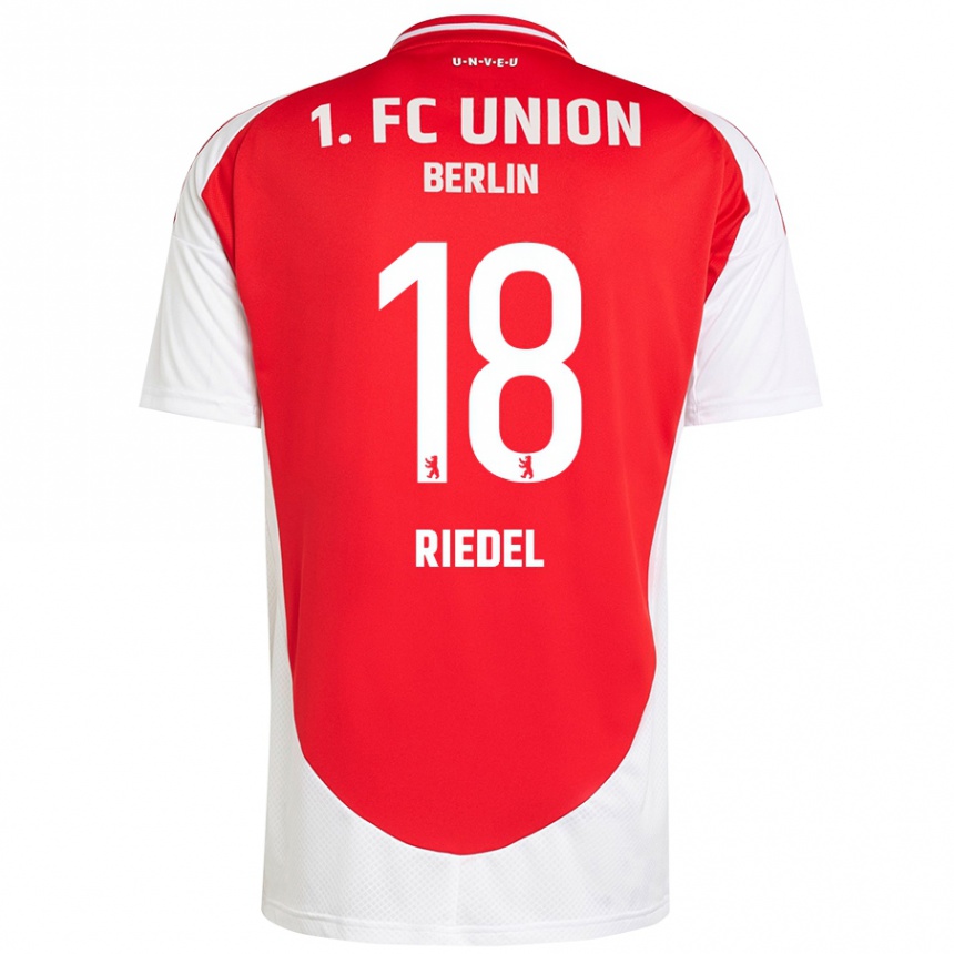 Enfant Football Maillot Aaron Riedel #18 Rouge Blanc Tenues Domicile 2024/25