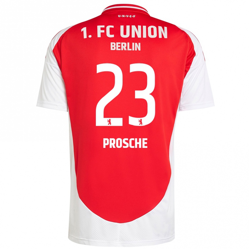 Enfant Football Maillot Leon Prosche #23 Rouge Blanc Tenues Domicile 2024/25