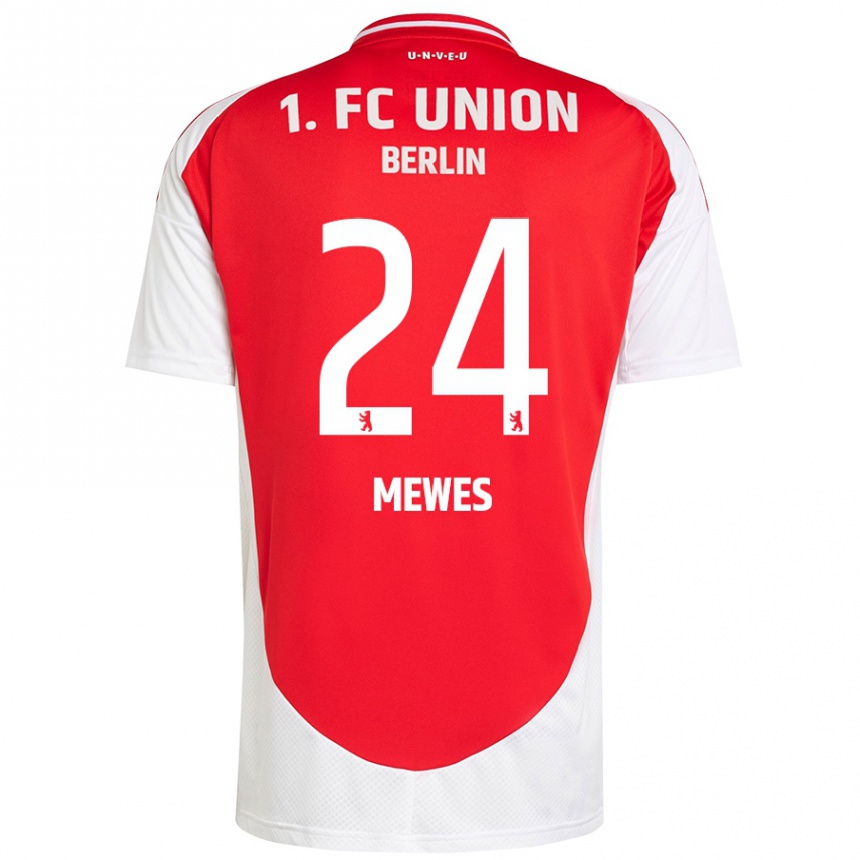 Enfant Football Maillot Gennaro Mewes #24 Rouge Blanc Tenues Domicile 2024/25