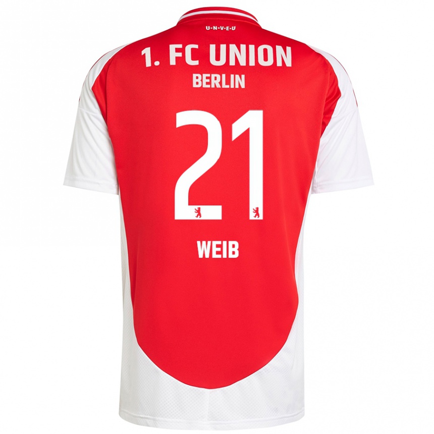 Enfant Football Maillot Anna Weiß #21 Rouge Blanc Tenues Domicile 2024/25