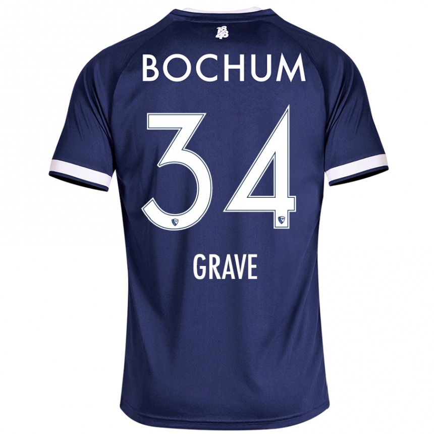 Enfant Football Maillot Paul Grave #34 Bleu Foncé Tenues Domicile 2024/25