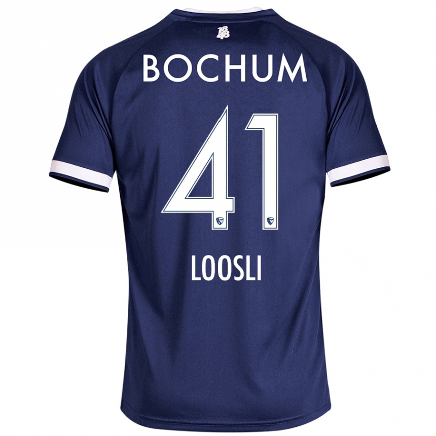 Enfant Football Maillot Noah Loosli #41 Bleu Foncé Tenues Domicile 2024/25