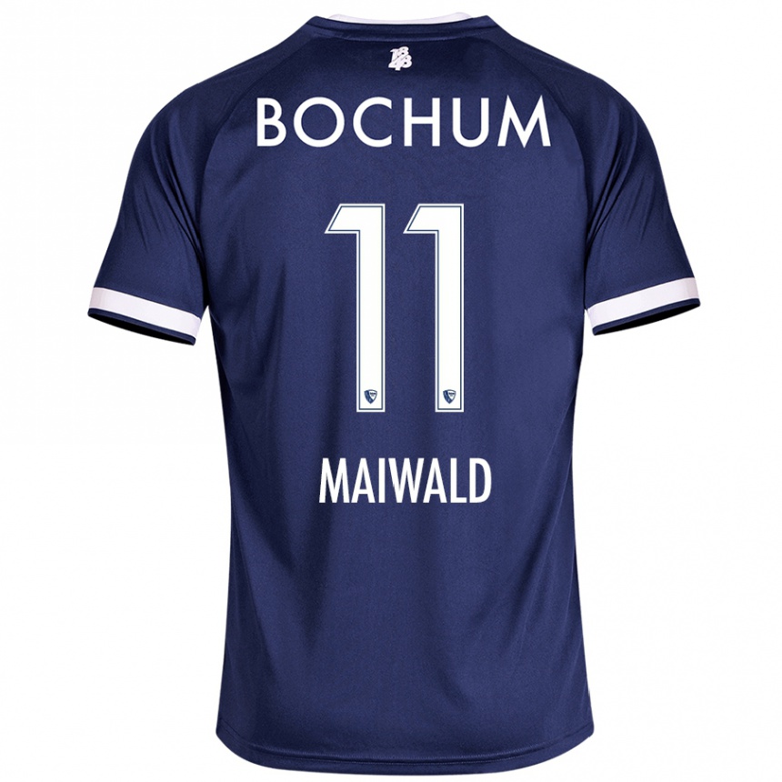 Enfant Football Maillot Anna Maiwald #11 Bleu Foncé Tenues Domicile 2024/25