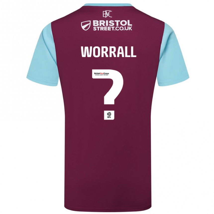 Enfant Football Maillot Joe Worrall #0 Bordeaux Bleu Ciel Tenues Domicile 2024/25