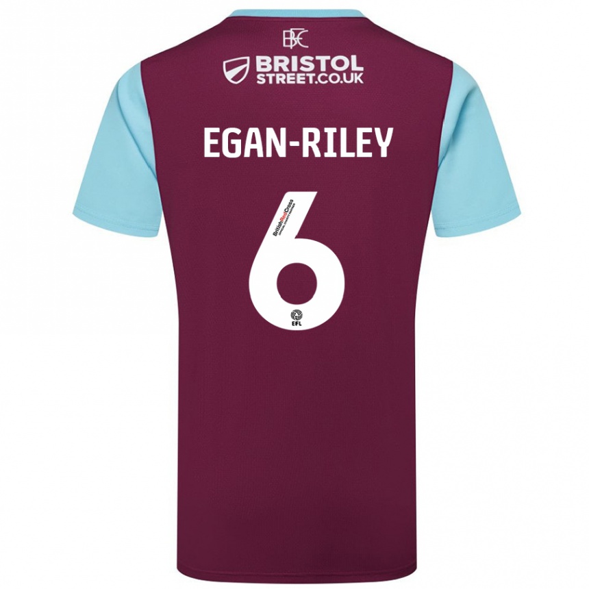 Enfant Football Maillot Cj Egan-Riley #6 Bordeaux Bleu Ciel Tenues Domicile 2024/25