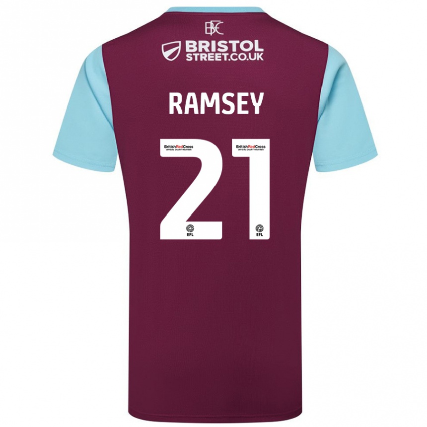 Enfant Football Maillot Aaron Ramsey #21 Bordeaux Bleu Ciel Tenues Domicile 2024/25