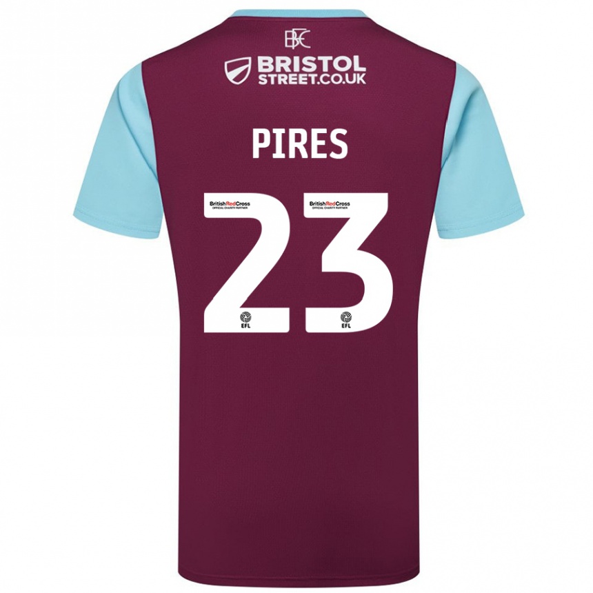 Enfant Football Maillot Lucas Pires #23 Bordeaux Bleu Ciel Tenues Domicile 2024/25