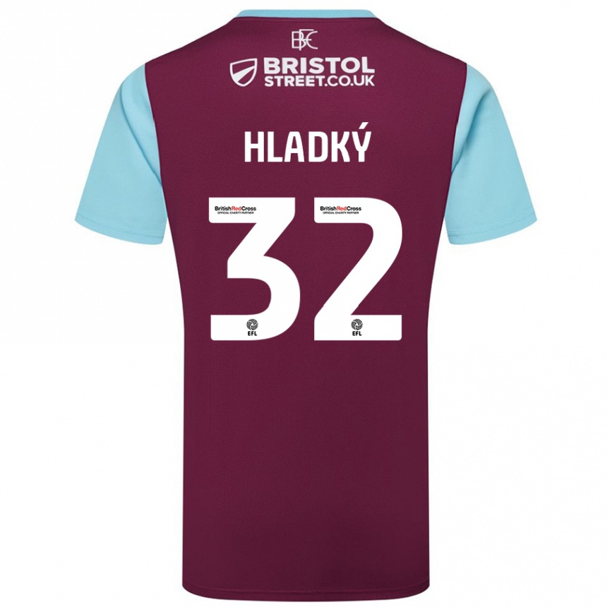 Enfant Football Maillot Vaclav Hladky #32 Bordeaux Bleu Ciel Tenues Domicile 2024/25