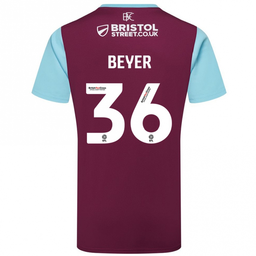 Enfant Football Maillot Jordan Beyer #36 Bordeaux Bleu Ciel Tenues Domicile 2024/25