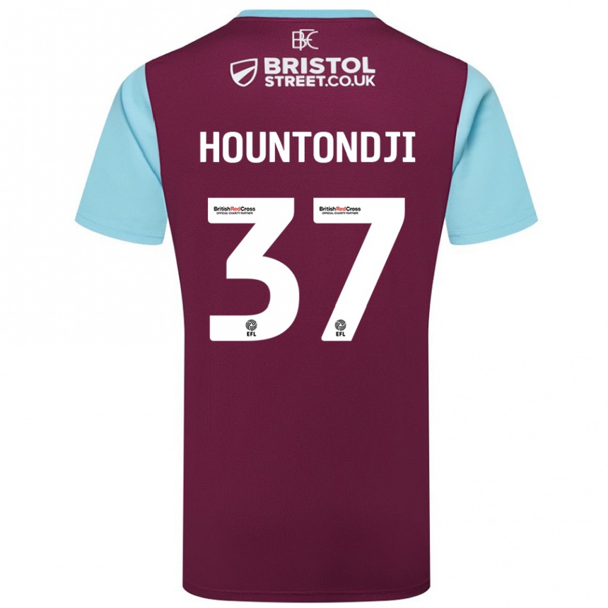 Enfant Football Maillot Andreas Hountondji #37 Bordeaux Bleu Ciel Tenues Domicile 2024/25