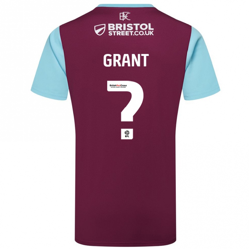 Enfant Football Maillot Bradley Grant #0 Bordeaux Bleu Ciel Tenues Domicile 2024/25