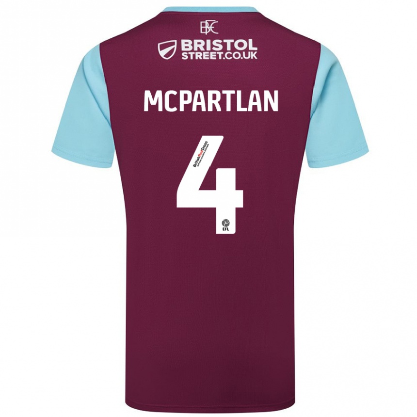 Enfant Football Maillot Brenna Mcpartlan #4 Bordeaux Bleu Ciel Tenues Domicile 2024/25