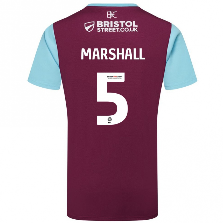 Enfant Football Maillot Georgia Marshall #5 Bordeaux Bleu Ciel Tenues Domicile 2024/25