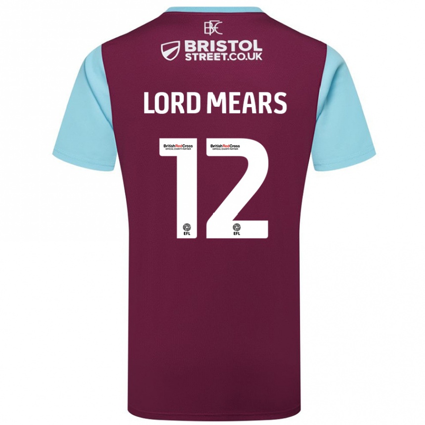 Enfant Football Maillot Rhema Lord-Mears #12 Bordeaux Bleu Ciel Tenues Domicile 2024/25