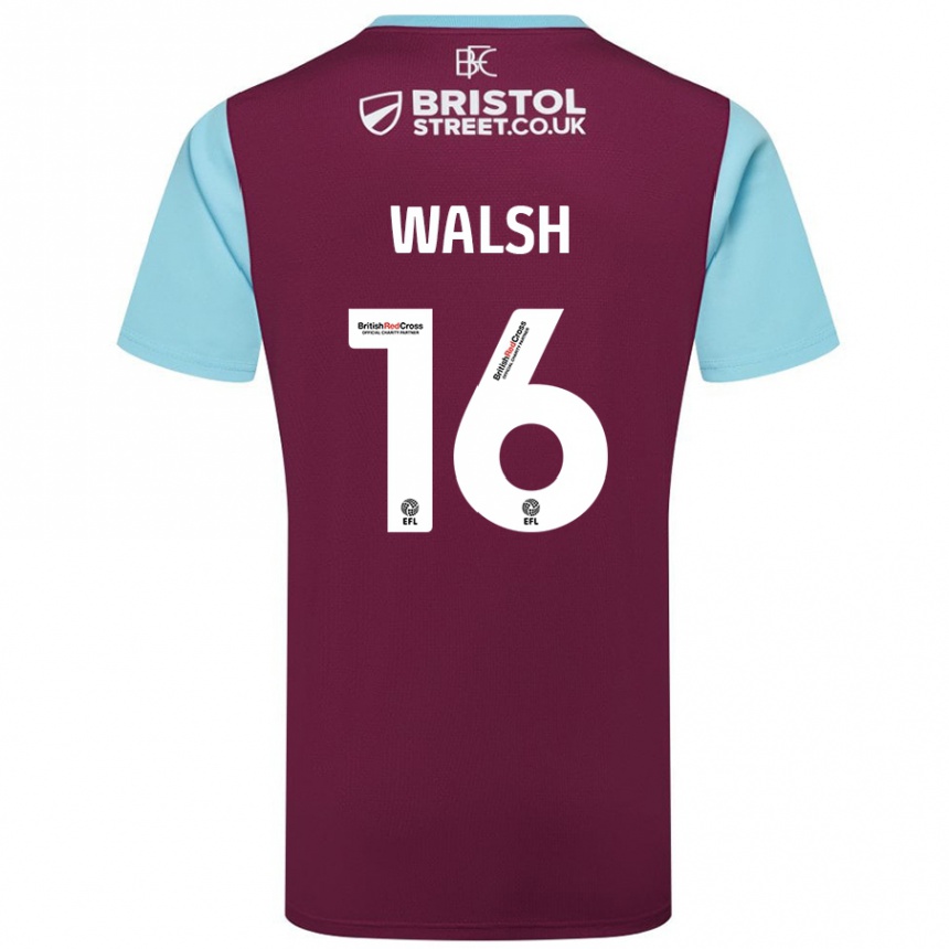 Enfant Football Maillot Lucy Walsh #16 Bordeaux Bleu Ciel Tenues Domicile 2024/25