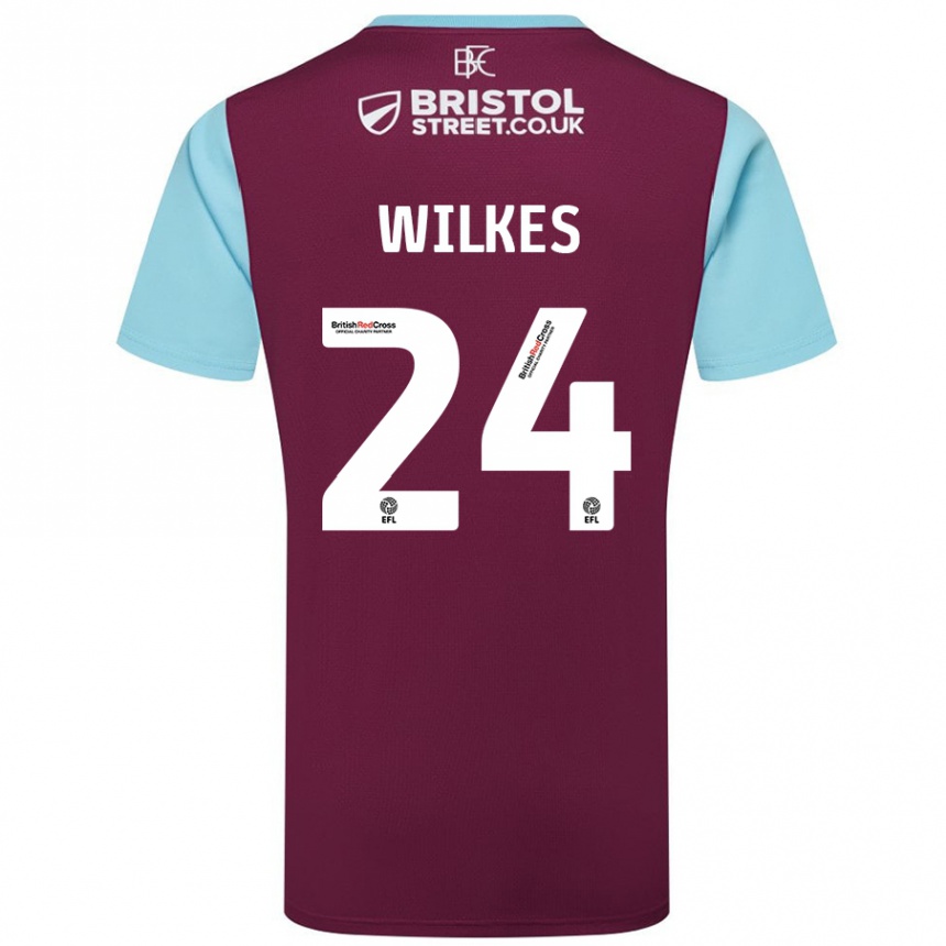 Enfant Football Maillot Tilly Wilkes #24 Bordeaux Bleu Ciel Tenues Domicile 2024/25