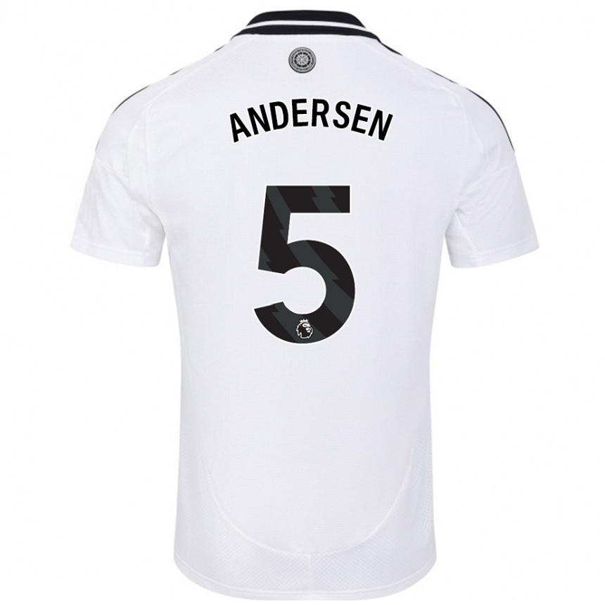 Enfant Football Maillot Joachim Andersen #5 Blanc Tenues Domicile 2024/25