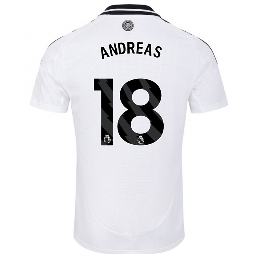 Enfant Football Maillot Andreas Pereira #18 Blanc Tenues Domicile 2024/25